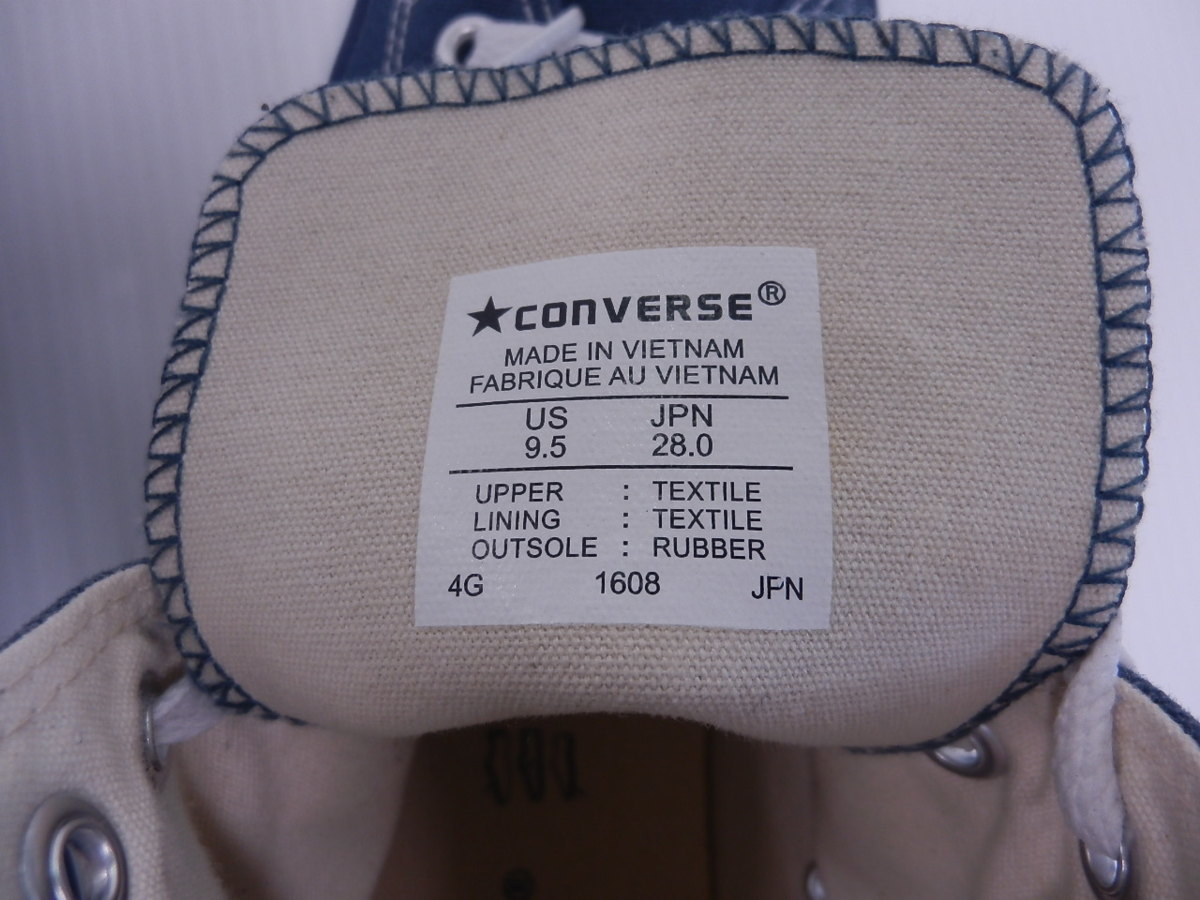 CONVERSE Chuck Taylor コンバースチャックテイラー 4G 1608 オールスター 青 ハイカット スニーカー 28cm 囗T巛_画像9