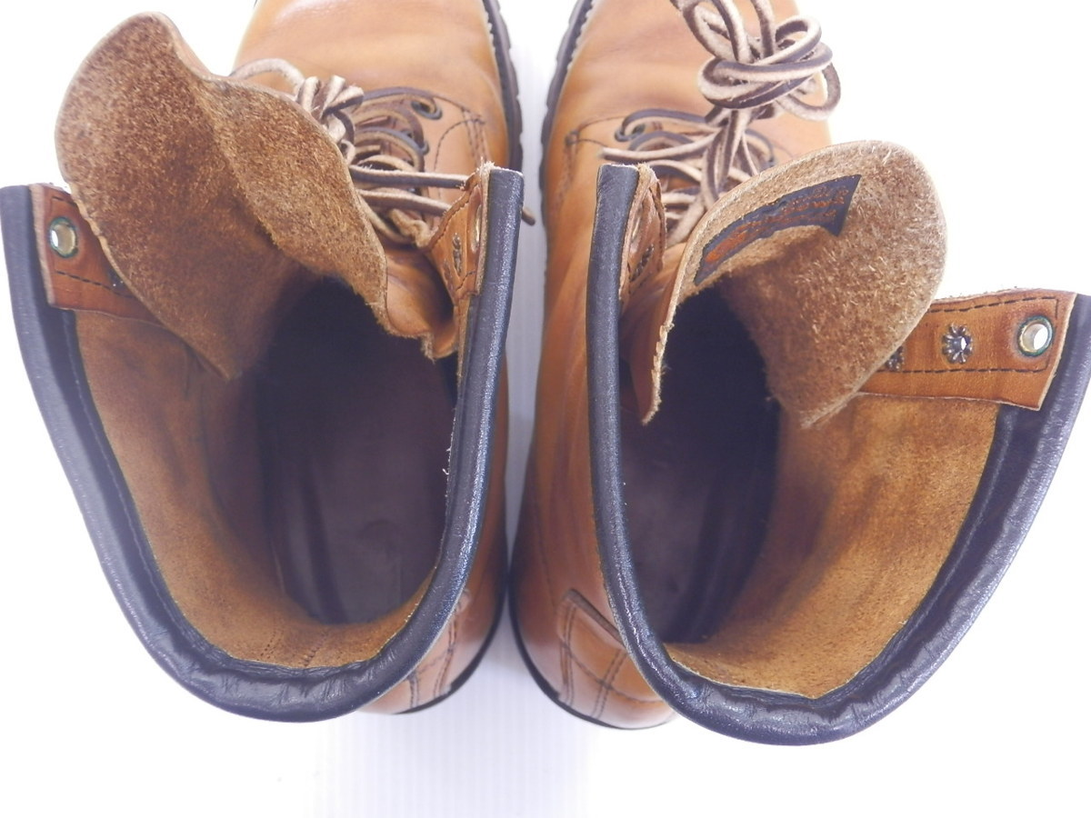 Chippewa Chippewa Vibram custom Work boots leather Camel tea Brown embroidery tag size 7 1/2 inscription .T.
