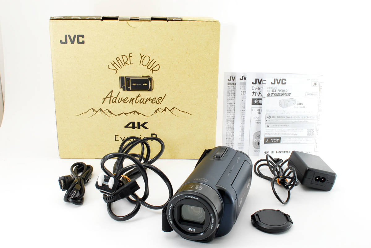 元箱付 極上美品 メーカー在庫限り品 JVCKENWOOD JVC GZ-RY980-A Everio R 防塵 防水 ディープオーシャンブルー ビデオカメラ 1187 スピード対応 全国送料無料 4K撮影 2017年製