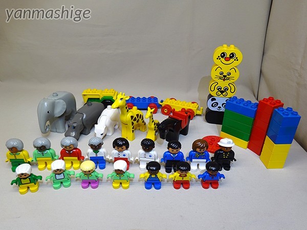 廃盤 レゴデュプロ フィグ16体 動物6体 トラクター＆カーベース他 ブロックセット LEGO primo duplo Explore