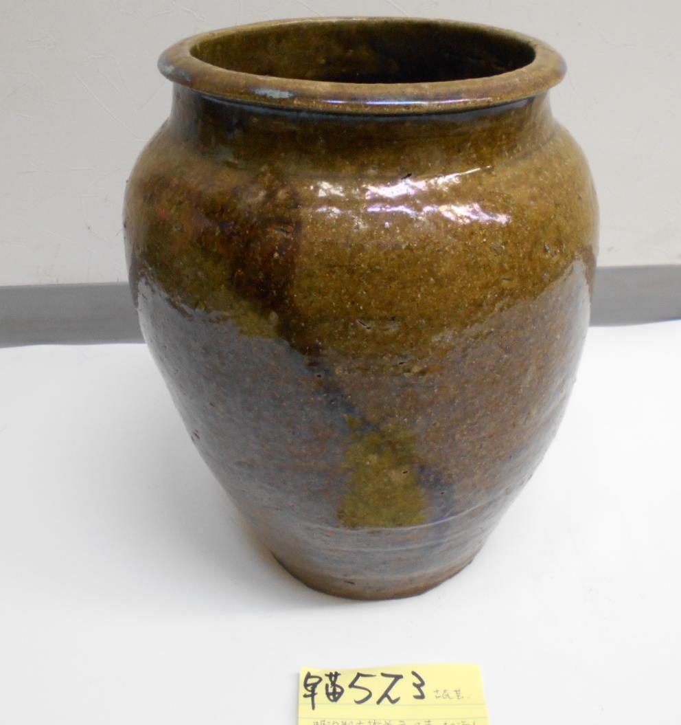 早苗523　明治期　古越前広口壷　傷なし　花器　花入れ　実用インテリア　浮草、メダカ入れ　蓮鉢　越前蔵うぶだし_画像1