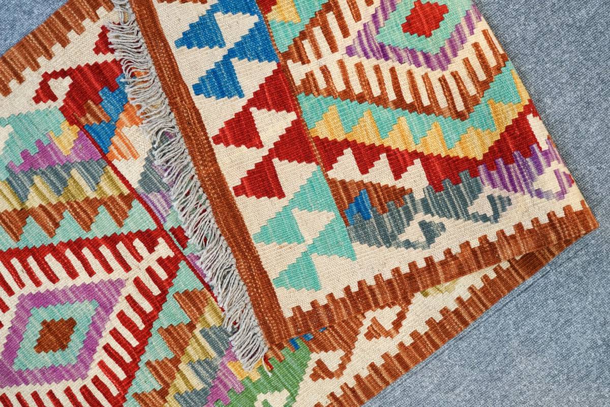 アフガニスタン手織りキリム ウール size:187 × 61cm ロングラグ bust.mx