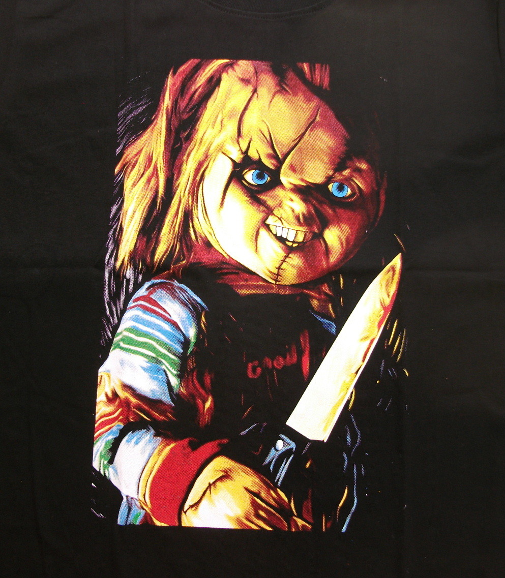 新品【CHILD'S PLAY】チャイルドプレイ チャッキー プリント Tシャツ M // ホラー　映画 MovieTシャツ CHUKY_画像2