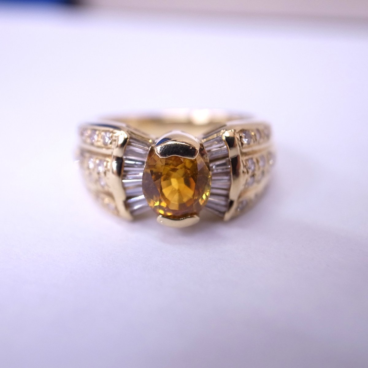 T4188 【本物保証】 K18 イエローサファイア 1.4ct ダイヤモンド 0.5ct