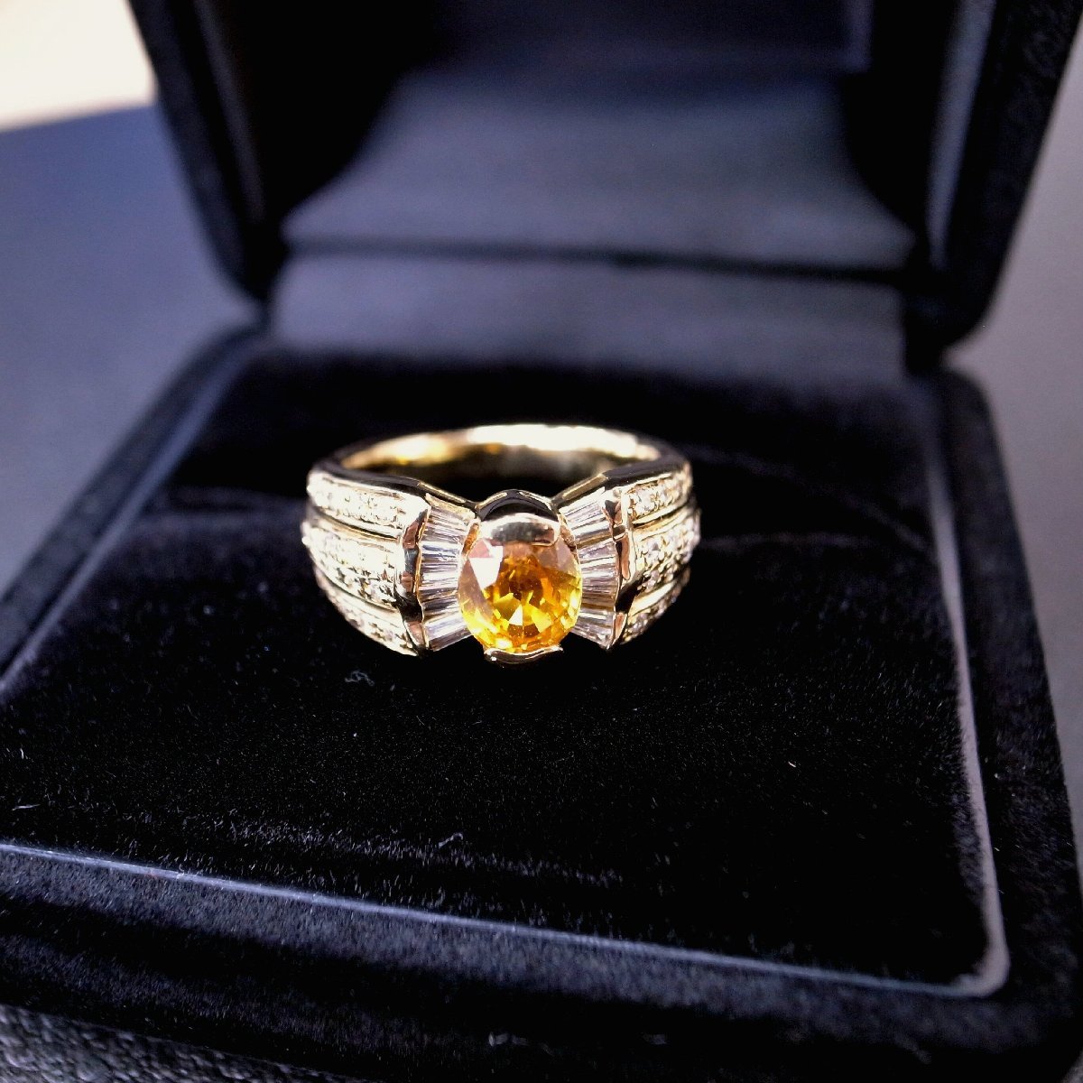 T4188 【本物保証】 K18 イエローサファイア 1.4ct ダイヤモンド 0.5ct