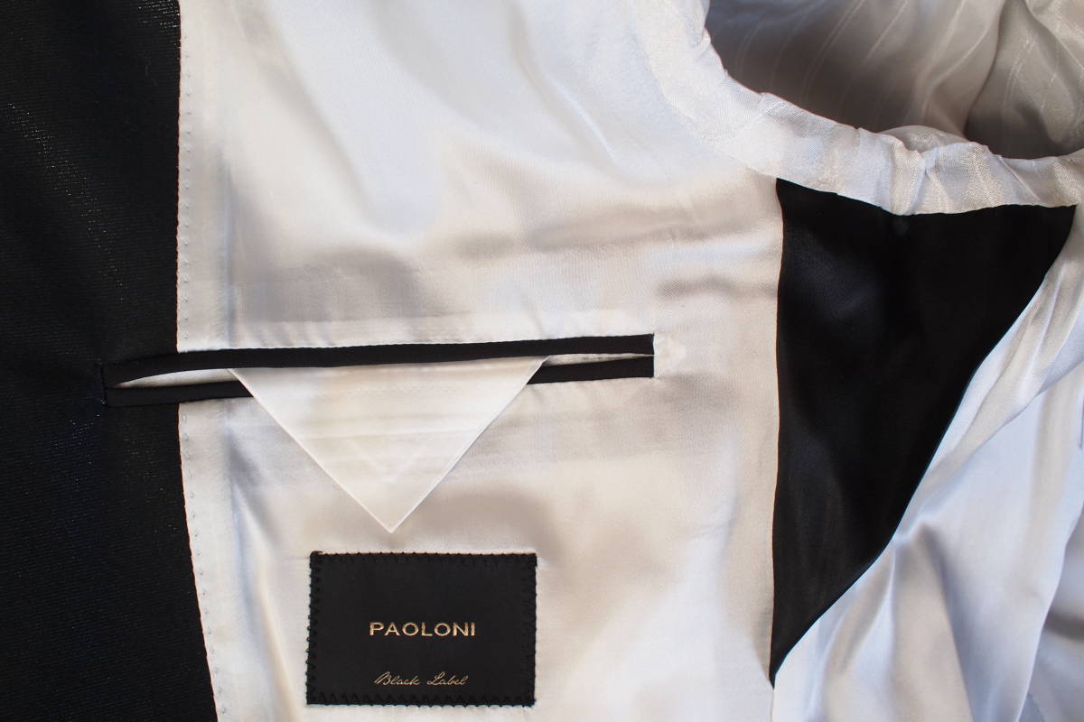 新品タグ付 イタリア製 パオローニ PAOLONI 春夏 ウール混 平織り調 ブラック 2B ショールカラー スーツ 50(L～XL相当) TAGLIATORE好きに_画像6