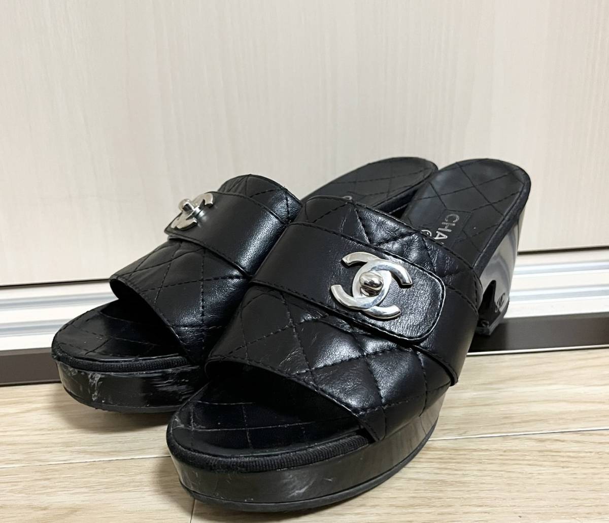 中古品】CHANEL シャネル ココマーク マトラッセ ヒール サンダル