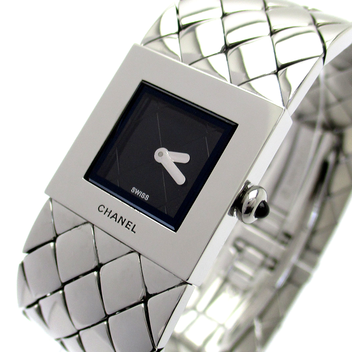 「スーパーデリバリー」 【美品】シャネル レディース腕時計 マトラッセ シルバー 黒文字盤 2Q16 腕時計(アナログ)
