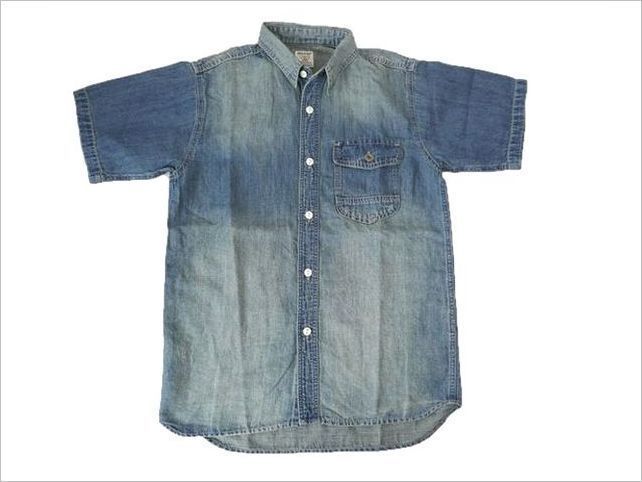 【送料無料 42%OFF】HOUSTON ヒューストン 麻混デニム　WORKシャツ NO.40841 VINTAGE WASH_Lサイズ_画像6