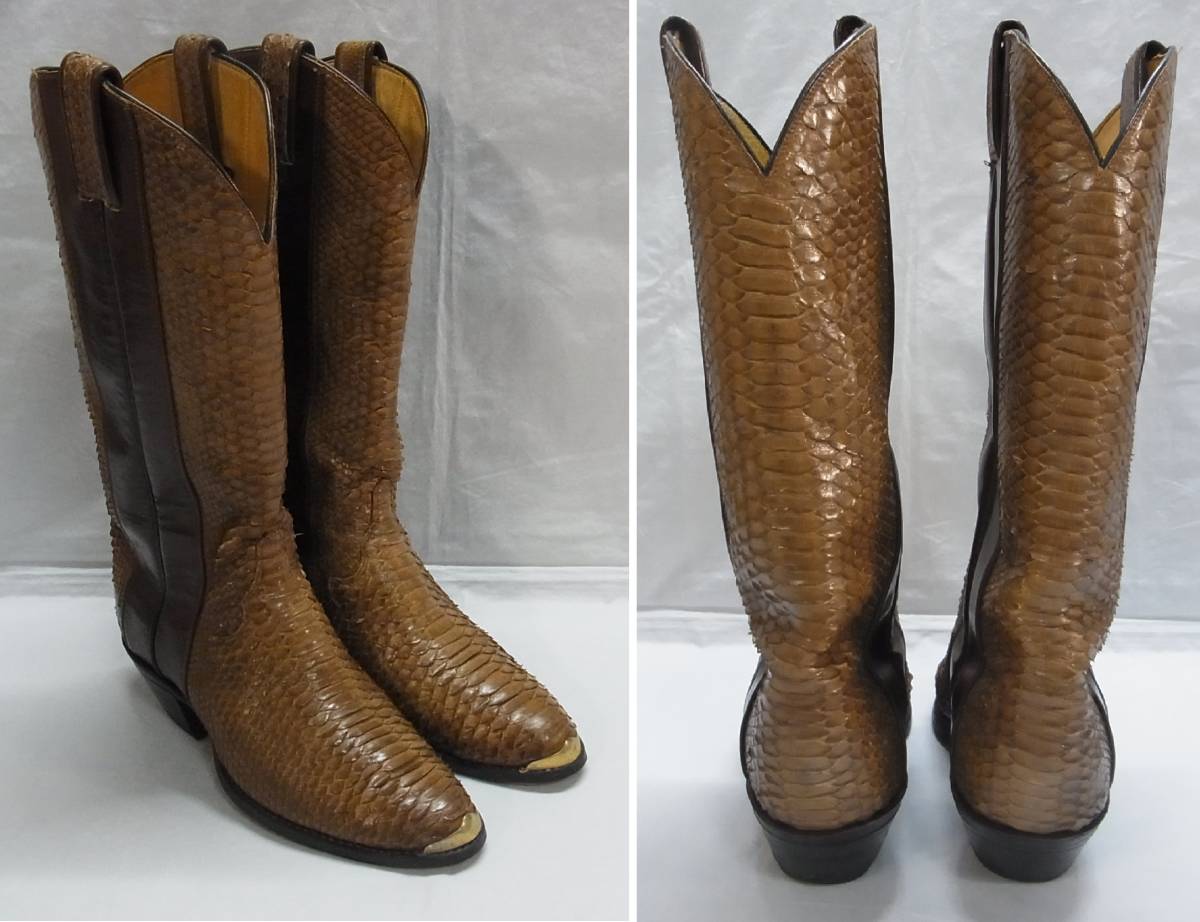 [B tea ] Vintage *Tony Lama Tony Lama python western boots *7 1/2 D*. Sune -k snake leather western boots *USED 100