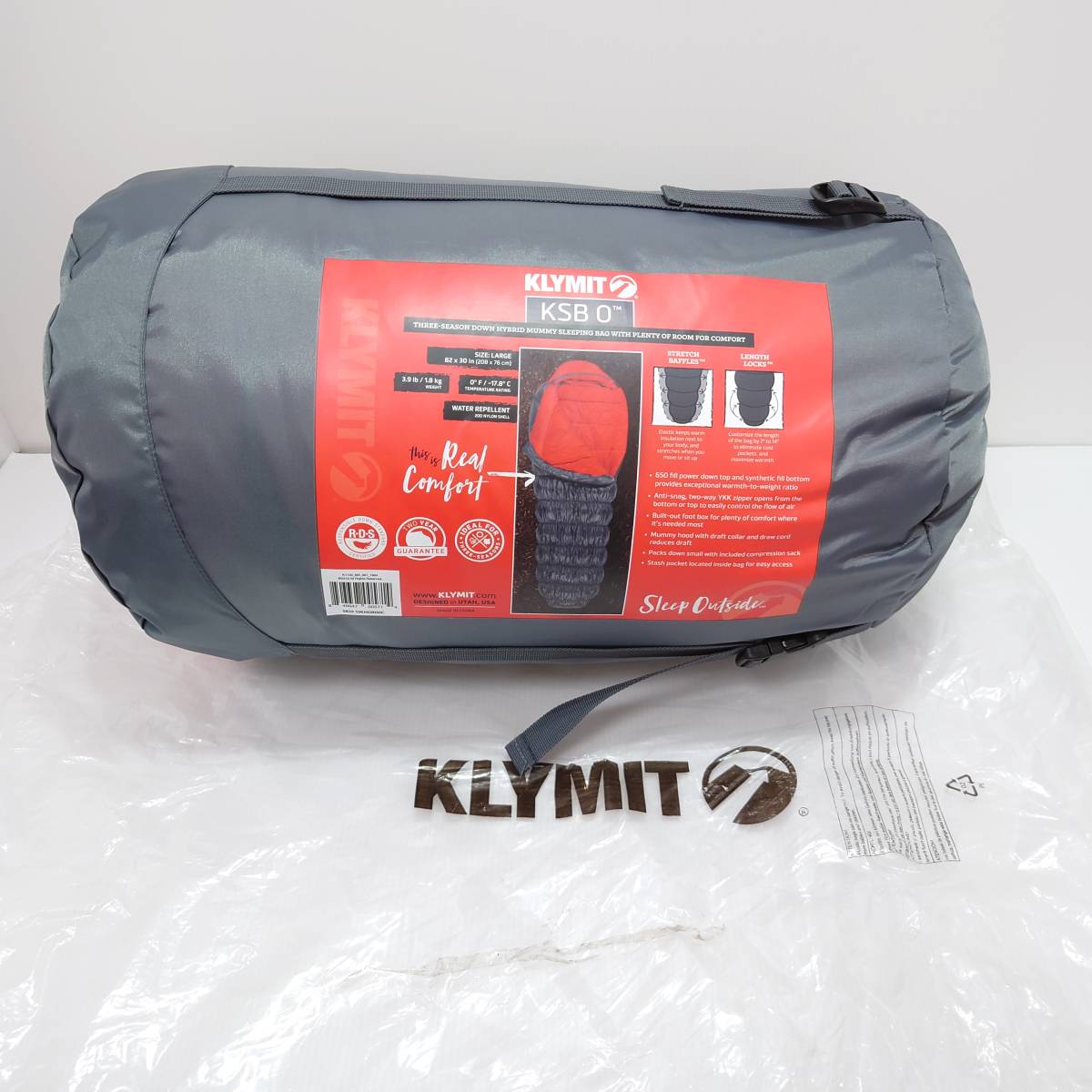 【高い素材】 未使用 KLYMIT/クライミット KSB0 LG Sleeping Bag ダウンシュラフ 寝袋 マミー型シュラフ