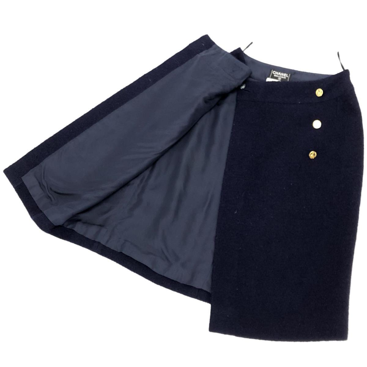 CHANEL シャネル セットアップスーツ ノーカラー ショート丈 ジャケット 巻きタイトスカート ツイード ネイビー セットアップ 的詳細資料 |  YAHOO!拍賣代標 | FROM JAPAN
