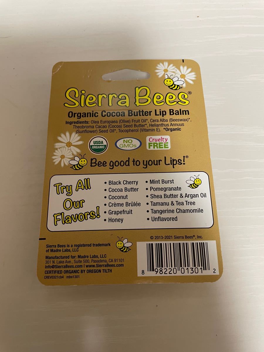 Sierra Bees（シエラビーズ）オーガニックリップクリーム 有機