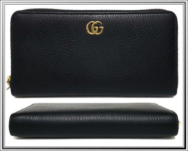 ☆GUCCI/グッチ プチマーモント レザー ラウンドファスナー 長財布 ウォレット 456117 黒 送料税込み！_画像2