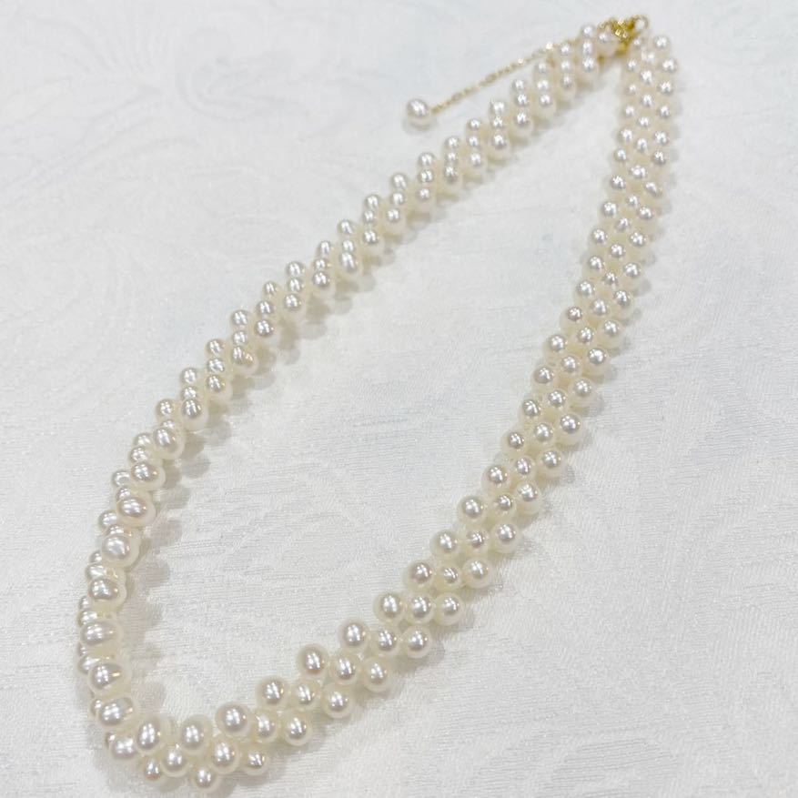 綺麗!本真珠三連天然パールネックレス本真珠ネックレス jewelry Pearl
