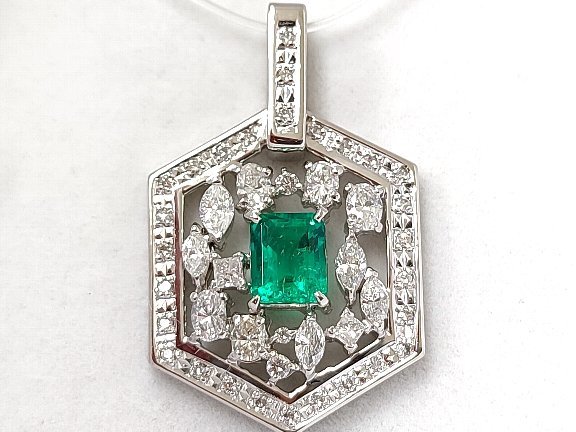完成品 Y8397 高品質 天然エメラルド 1.03ct 天然ダイヤモンド 1.27ct