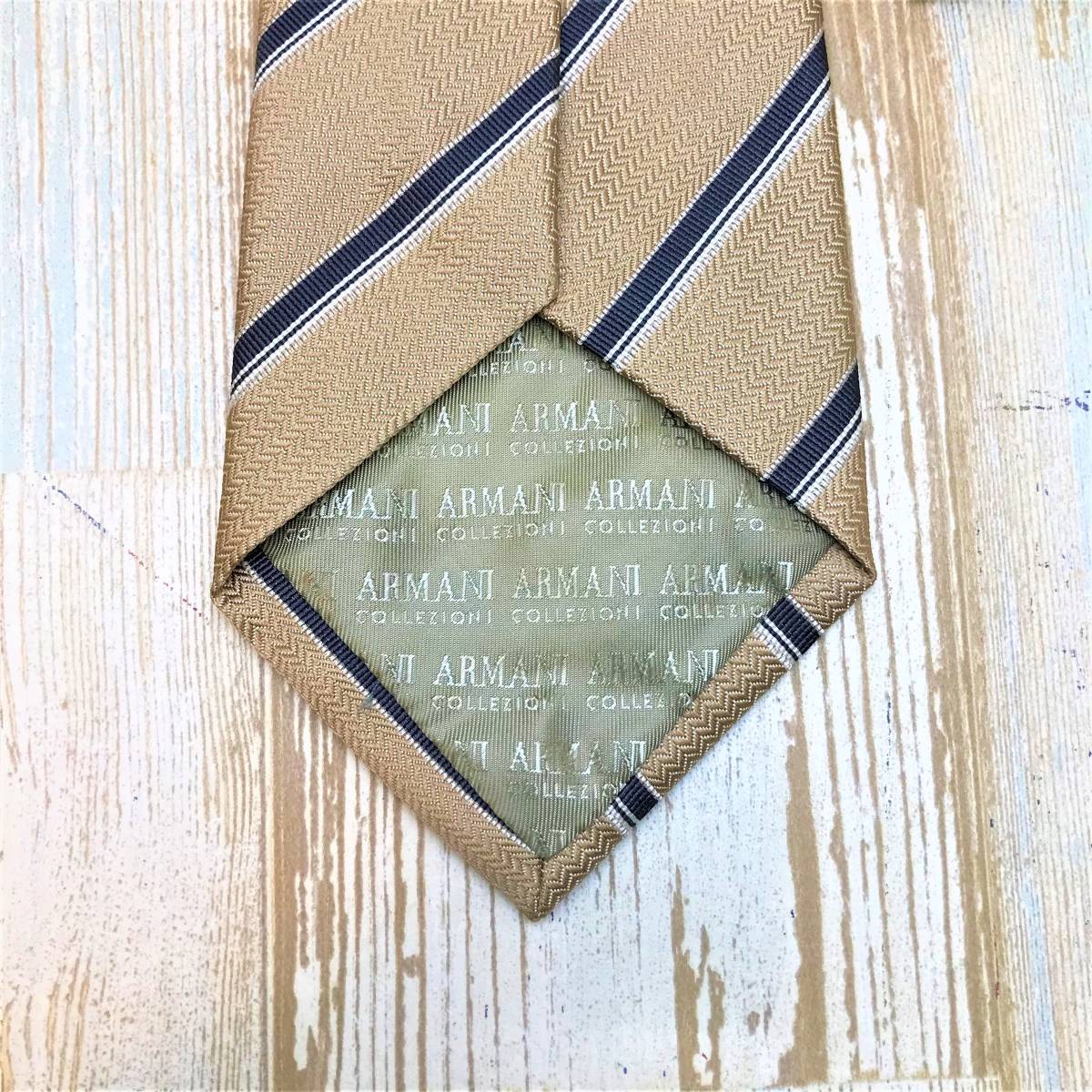  new goods * ARMANI COLLEZIONI Armani koretso-ni* necktie Gold bronze series stripe series * Italy made silk 