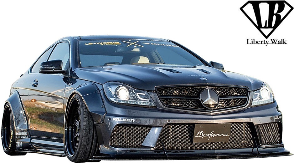 【M's】W204 AMG C63 後期 クーペ用 (2011y-2016y) Liberty Walk LB-WORKS フロントバンパー＋ディフューザー／／CFRP リバティーウォーク