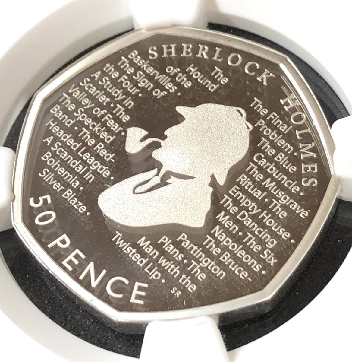 2019年 イギリス シャーロック ホームズ ピエフォー 50P 銀貨 NGC PF69UC 準最高鑑定 人気 英国 シルバー プルーフ コイン_画像6