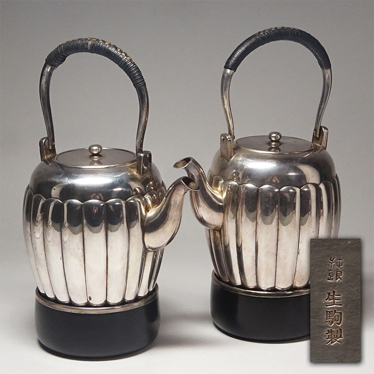 慶應◇本物保証 老舗高級宝飾品店【生駒時計店】謹製 純銀菊花形酒注