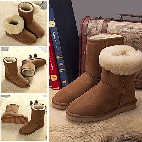 2021 mouton boots lady's boots original leather sheepskin short boots leather boots 5825 cow leather . fur entering chestnut 22cm