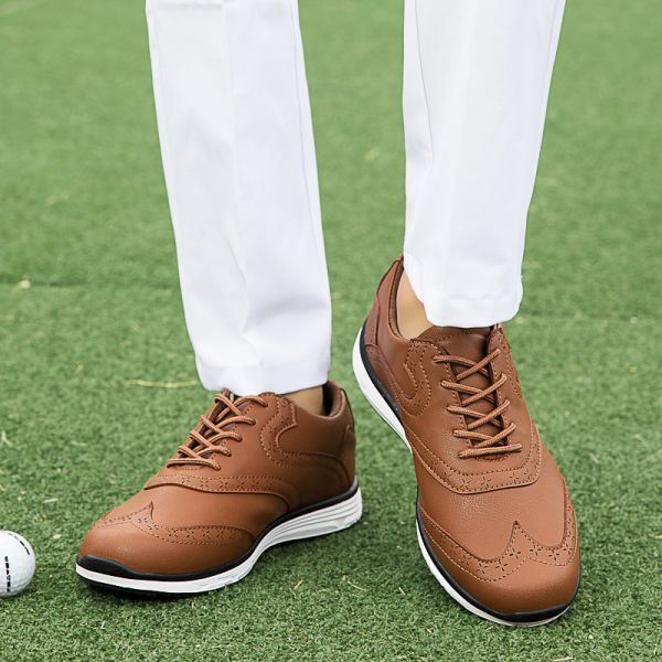 2021 мужской туфли для гольфа спорт обувь размер выбор возможно мужской уличный водонепроницаемый . скользить F2196 Brown 25cm/40