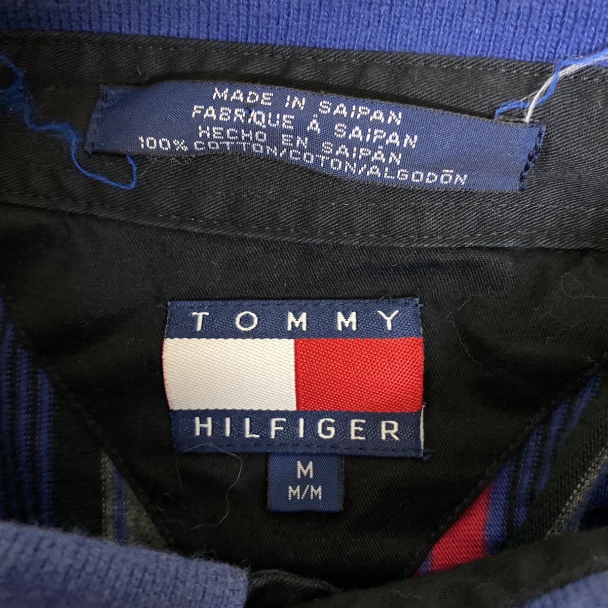 トミーヒルフィガー TOMMY HILFIGER ボーダー 長袖 ポロシャツ M 古着_画像3