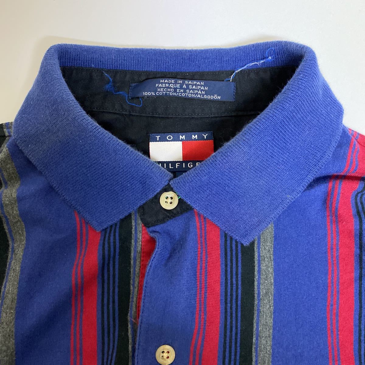 トミーヒルフィガー TOMMY HILFIGER ボーダー 長袖 ポロシャツ M 古着_画像4