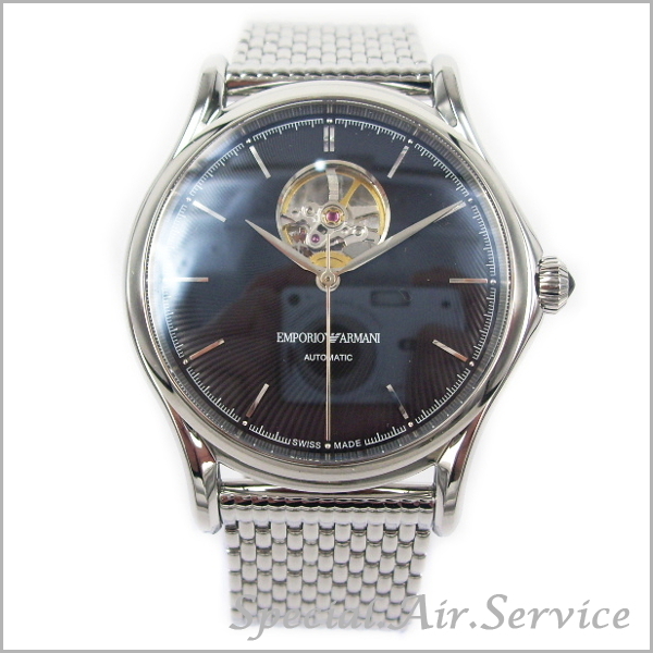 EMPORIO ARMANI エンポリオ アルマーニ メンズ腕時計 CLASSIC 機械式自動巻き スイス製 ブラック×シルバー ARS3300