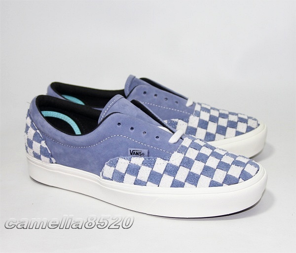 バンズ エラ Vans Vault Era ComfyCush LX VN0A45JYVNR ブルー / オフホワイト スエード x ヌバック チェック柄 US9.5 27.5cm 未使用品の画像1