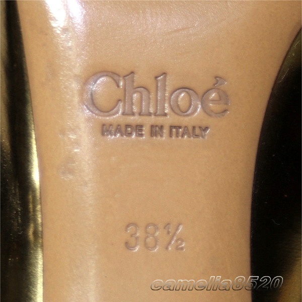  Chloe CHLOE heel pumps Gold leather original leather 38.5 size approximately 24~24.5cm Italy made used beautiful goods 