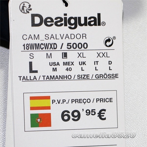 Desigual デシグアル SALVADOR 18WMCWXD 長袖シャツ ネイビー EU L サイズ XL 未使用 展示品 AB3920_画像7