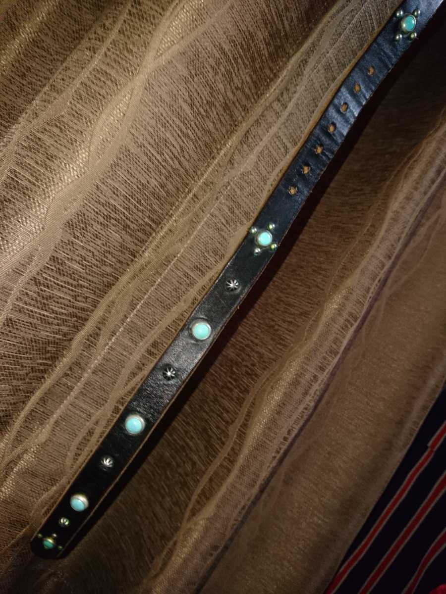 HTC ナロー スタッズベルト ターコイズ 32 茶芯 ブラック | incalake.com