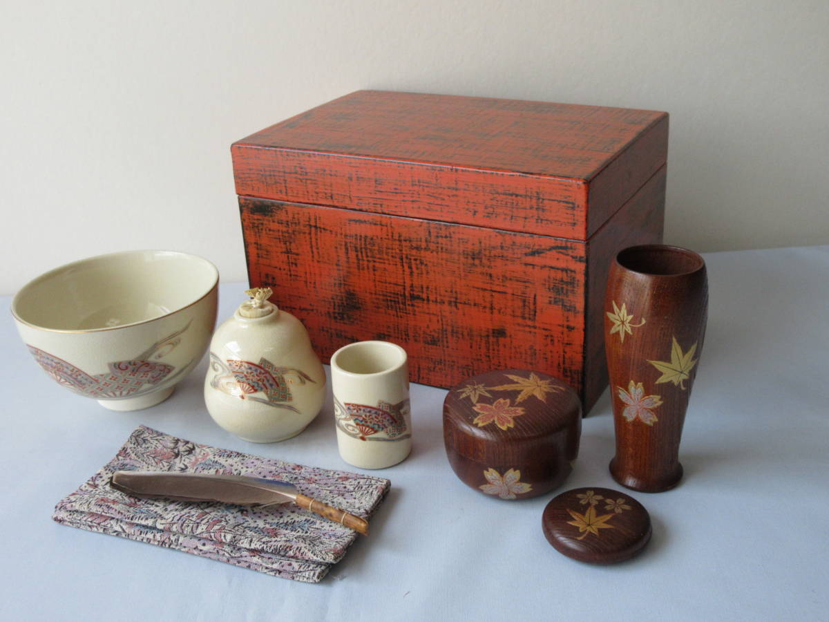 ヤフオク! - 【根来塗 利休茶箱揃い】【根来塗 茶箱9点セット】漆器 茶...
