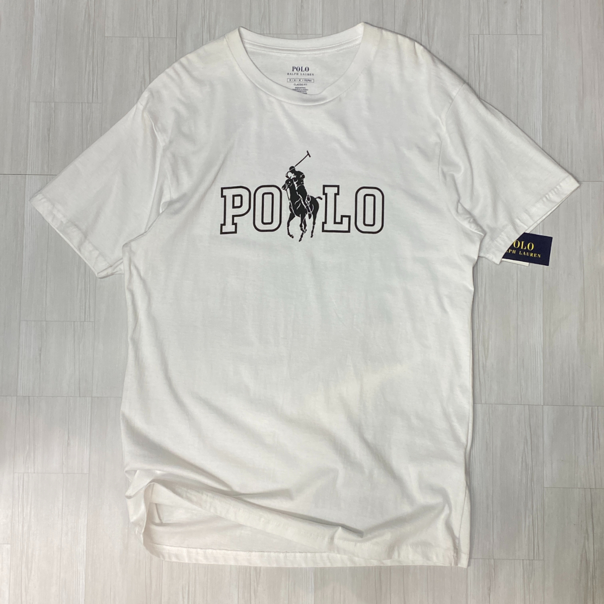 USA正規品 【M】 POLO ポロ RALPH LAUREN ラルフローレン 半袖 クルーネック ビッグポニー Ｔシャツ クラシックフィット 綿100% 白 (RL6)_画像1