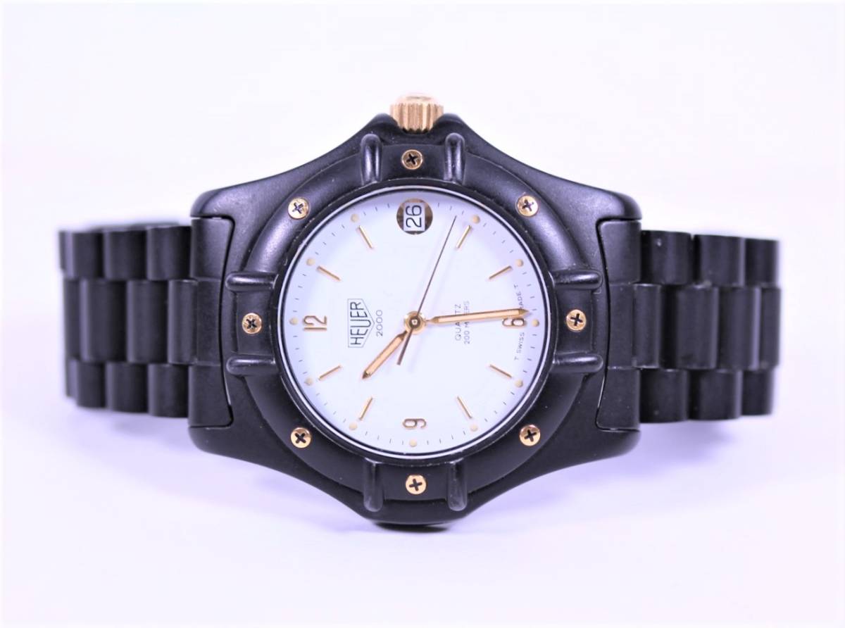 Y5170* secondhand goods * Heuer 2000 series quartz wristwatch rare goods black 