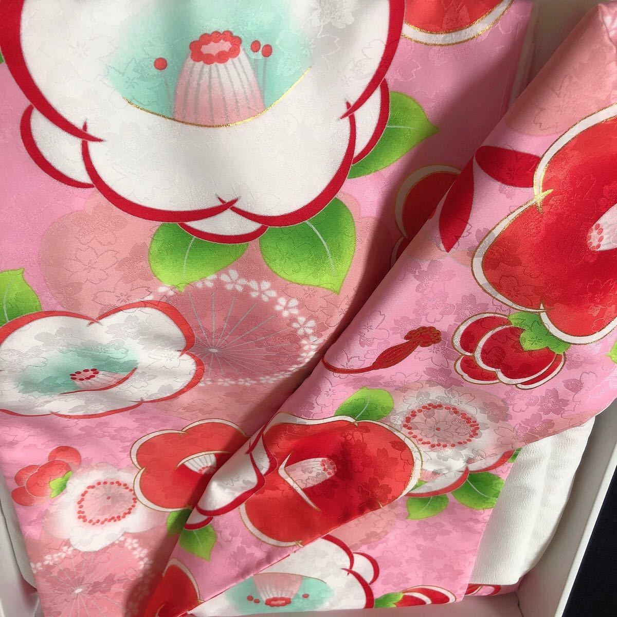 新品【ピンク×白】京都 花ひめ 七五三 着物 被布 フルセット 3歳