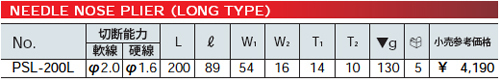 KTC ラジオペンチ PSL-200L ロングタイプ ネコポス 送料無料_画像2