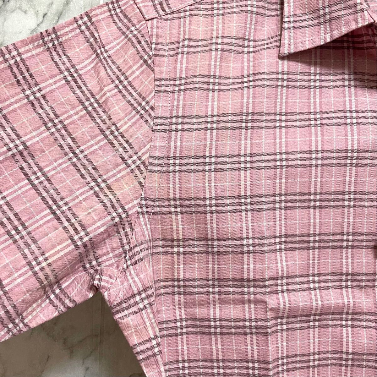 美品】バーバリー ブラックレーベル 2サイズ 半袖 シャツ ピンク