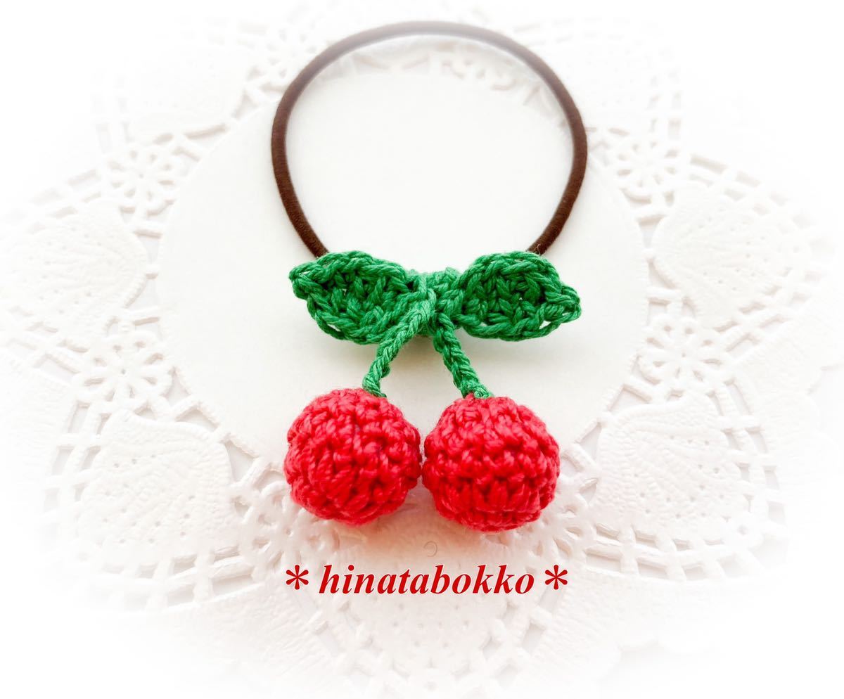  cherry. hair clip * baby clip * hand made * knitting * lacework * Mini size 