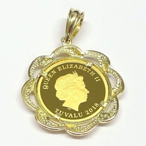 純金ツバルホース 1/25oz コイン金貨 ダイヤモンド4石入り ペンダント