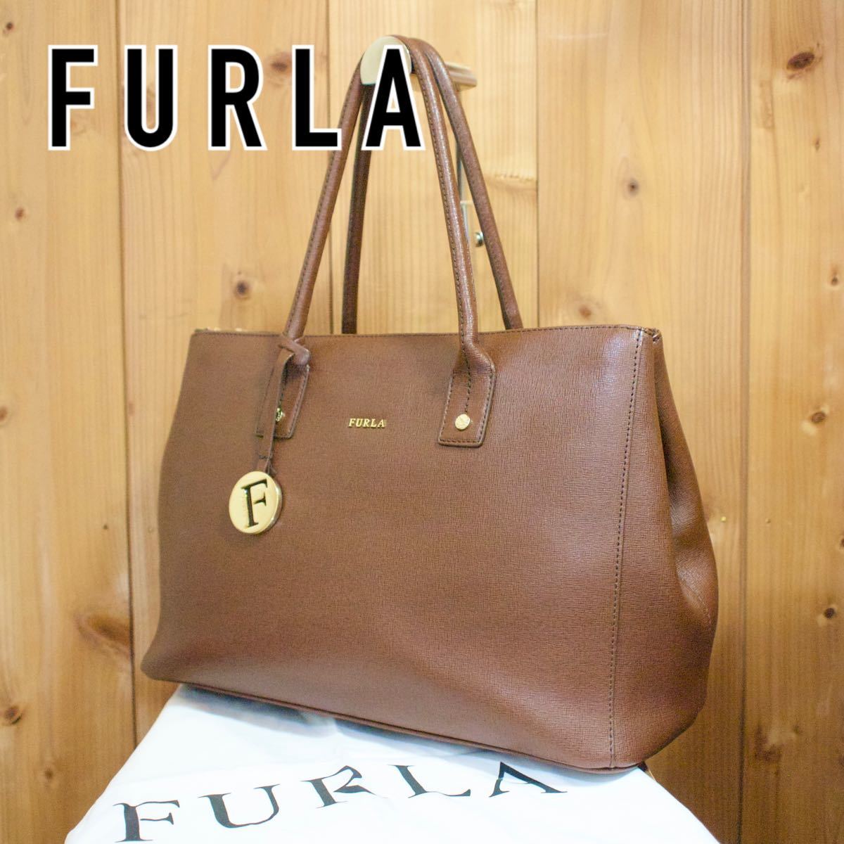 A4収納可】FURLA フルラ リンダ トートバッグ 通勤バッグ 本革 茶色