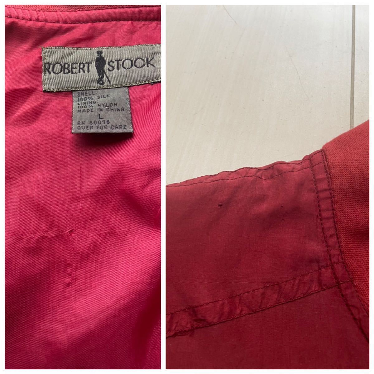 送料無料 90s vintage ビンテージ ROBERT STOCK ロバート ストック SILK シルク bomber ボンバー MA-1 ジャケット バーガンディ ラルフ XL_画像10