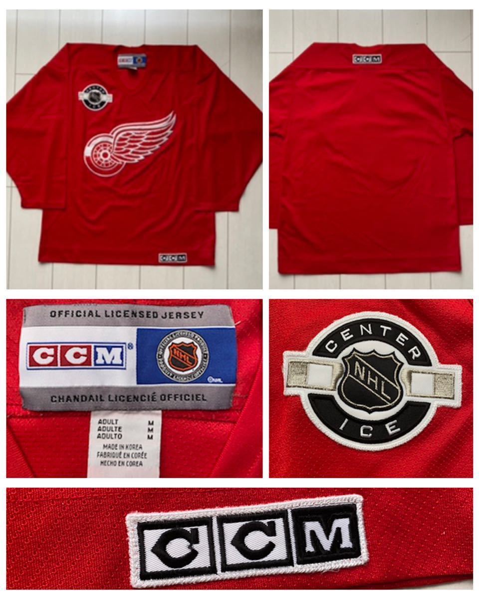送料無料 美品 90s vintageビンテージ CENTER ICE REDWINGS レッドウィングス ホッケー シャツ ユニフォーム ジャージ CCM NHL XL 2PAC 赤