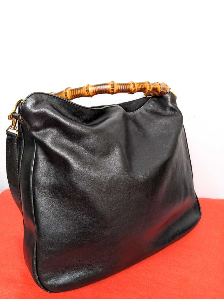 良品 極希少!Gucci バンブー レザーハンドバッグ ショルダーバッグ