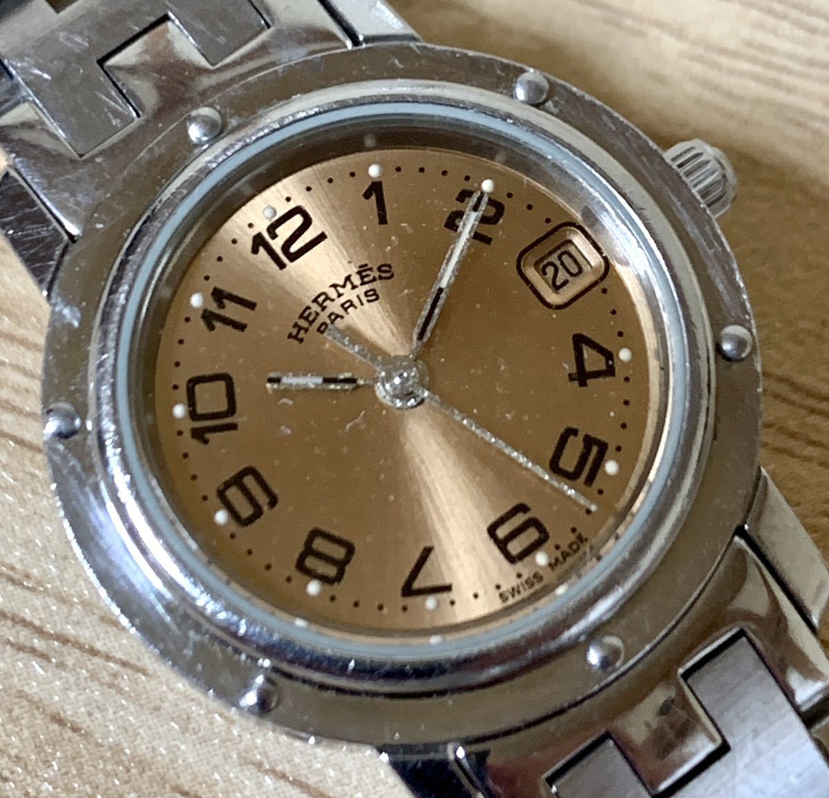 1円〜H HERMES エルメス クリッパー CL4 210 ピンク文字盤 クォーツ 1円〜H HERMES エルメス クリッパー CL4 210 ピンク文字盤 クォーツ