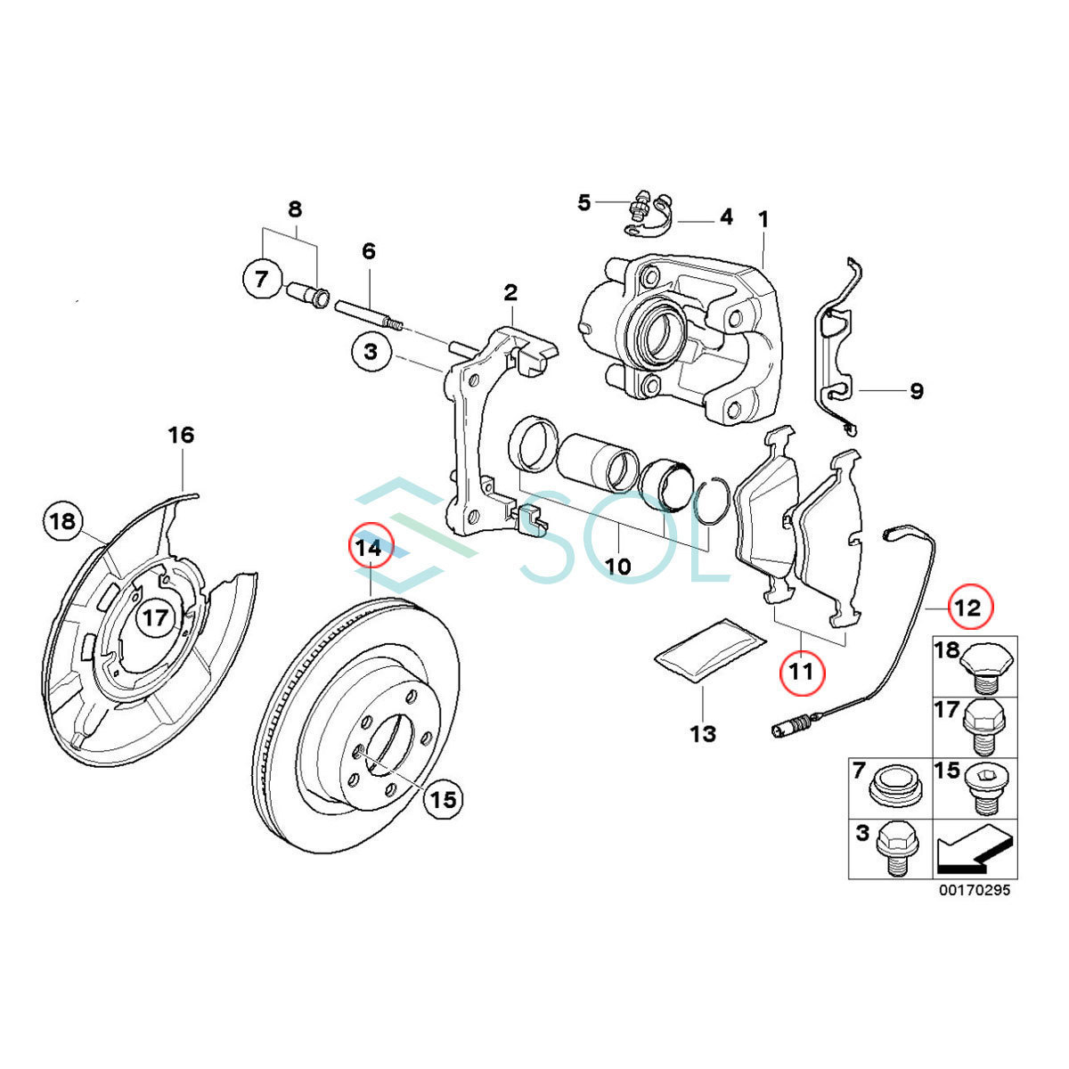 BMW E90 E91 E92 リア ブレーキパッド + ブレーキパッドセンサー + ブレーキローター 320i 323i 325i 34216774692 34356792564 34216855007_画像2