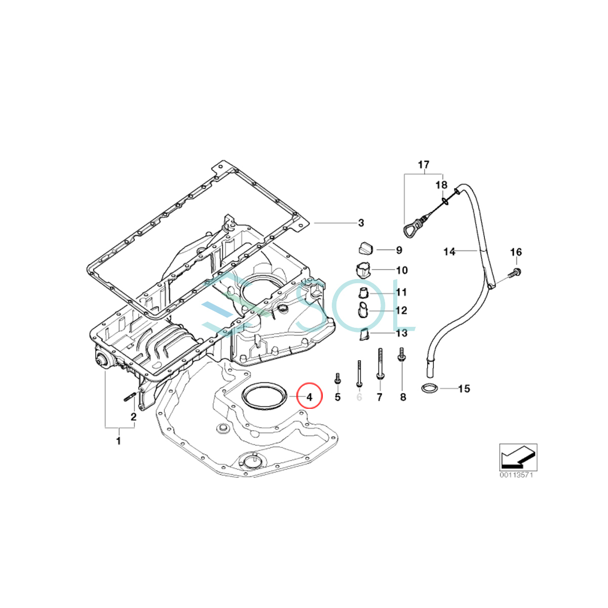 BMW E65 E66 E53 E70 X5 ガスケット(オイルポンプ～オイルパン) 735i 740i 745i 745Li 750i 750Li 760Li 4.4i 4.8i 4.8is 11417508114_画像2