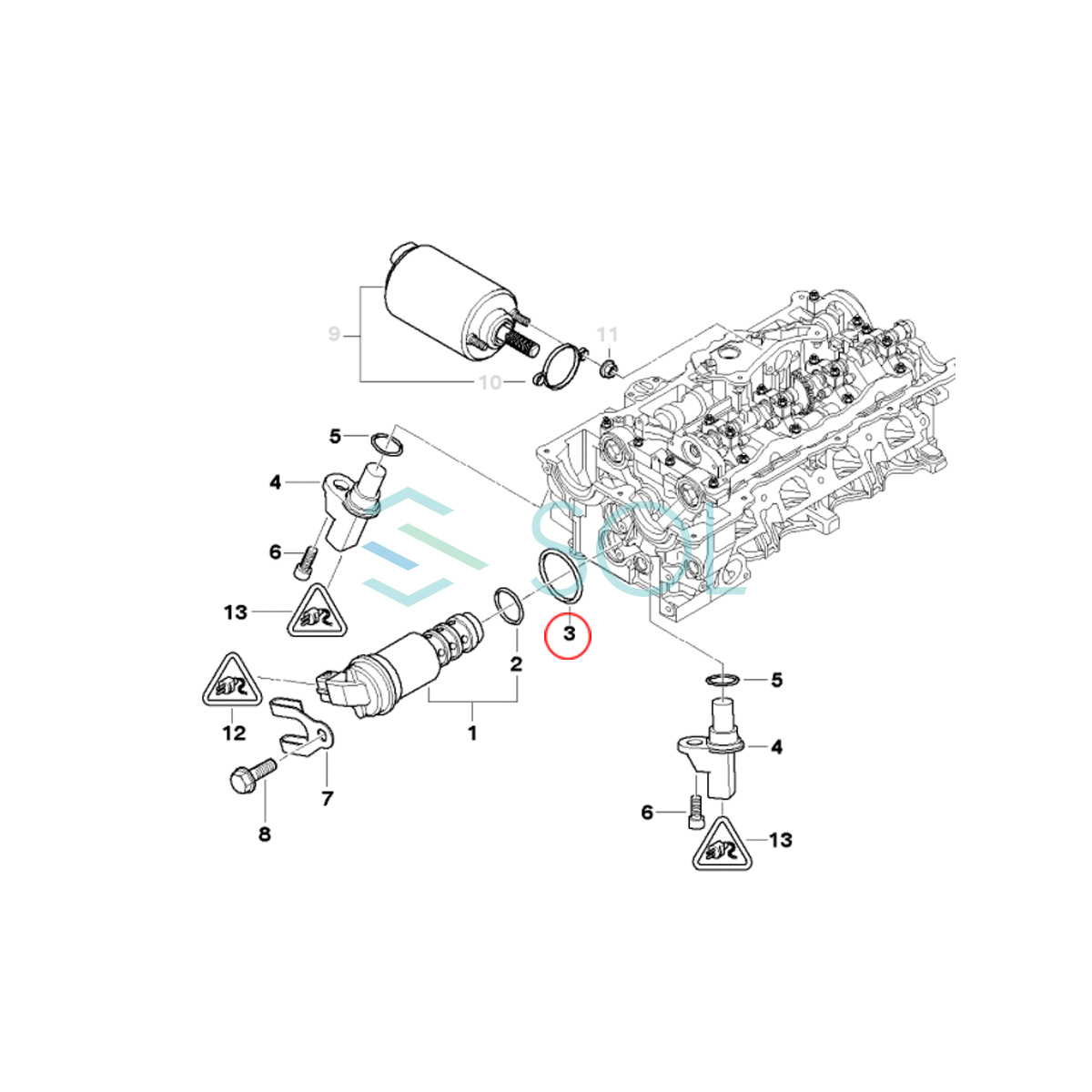 BMW E87 E88 E46 E90 E91 E92 E84 X1 ソレノイドバルブ Oリング オーリング 116i 118i 120i 316ti 318i 318Ci 318ti 320i 18i 11367506178_画像2