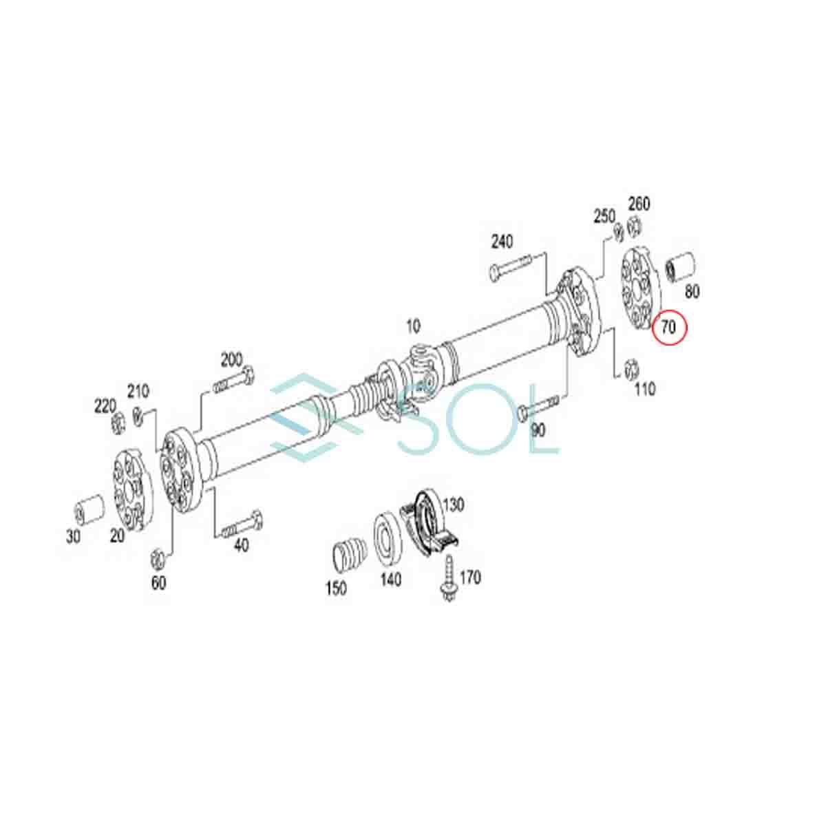 ベンツ W166 W251 プロペラシャフト ジョイントディスク コンパニオンプレート GLE350d GLE43 GLE63 R350 R500 R63 2034110015_画像2